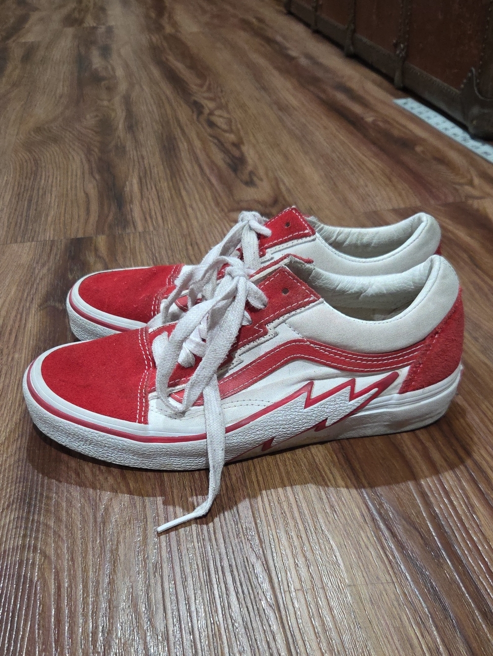 Vans Red and White Low-Top Sneakers